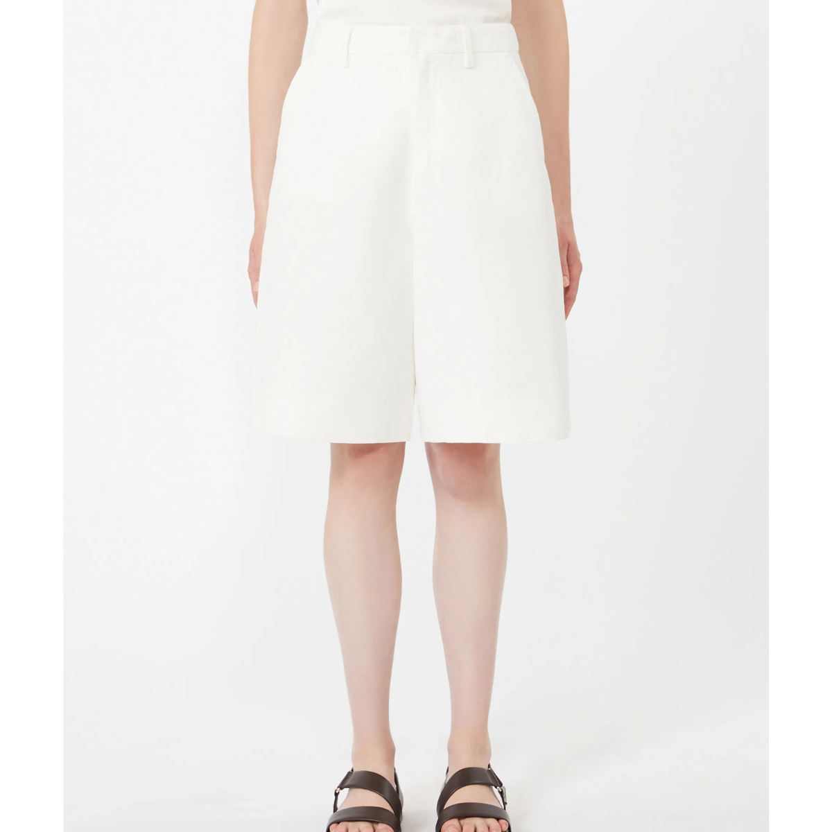 Max Mara Bermuda in Drill di Cotone e Lino SMMSole Donna Bianco