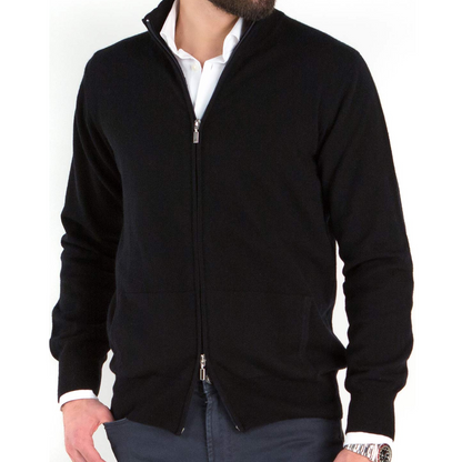 RRD Felpa in Cotone Uomo Knit Cotton Plain Zip Nero