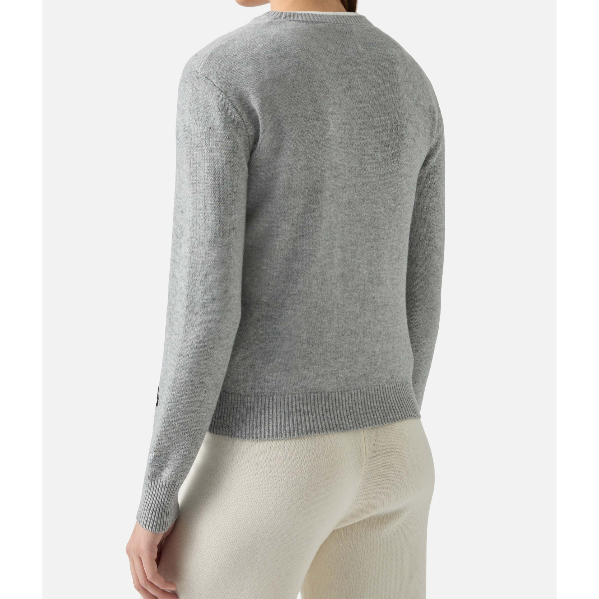 Mc2 Saint Barth Maglione New Queen con Jacquard e Ricamo Snoopy Donna Grigio