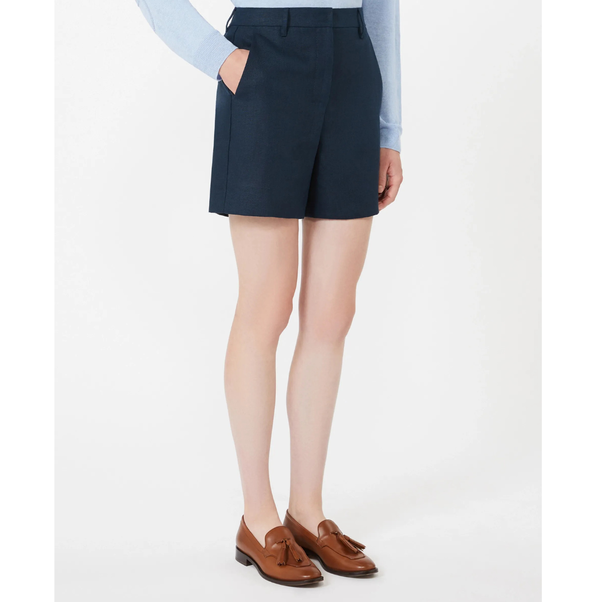 Max Mara Shorts in Stuoia di Lino SMMParty Donna Blu Notte
