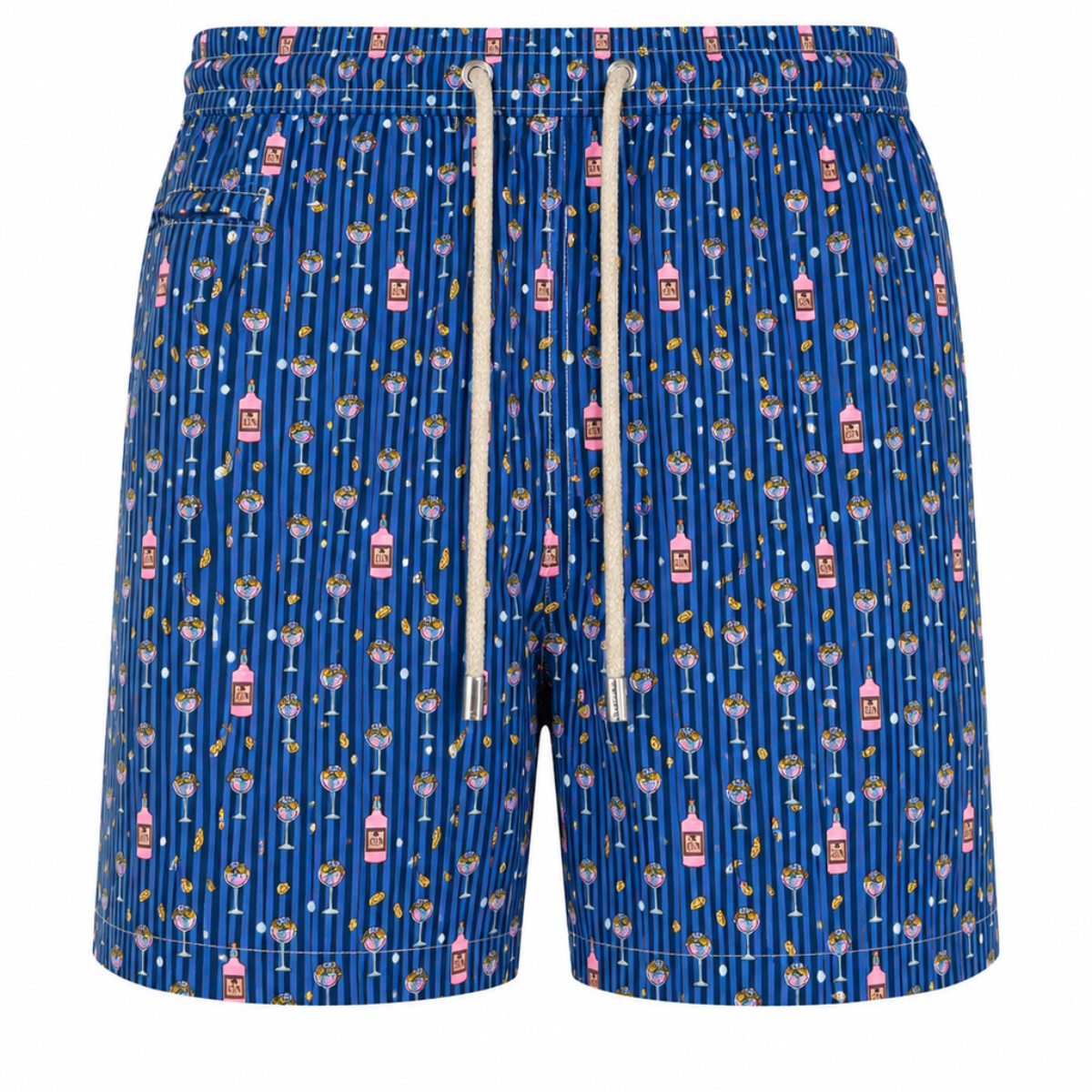 MC2 Saint Barth Costume Mare in Tessuto Leggero con Stampa Gin Lover Uomo Riga Blu