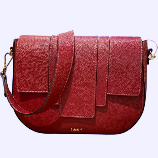 IoeF Borsa con  Tracolla in Pelle Martellata Kim Rosso Amaranto