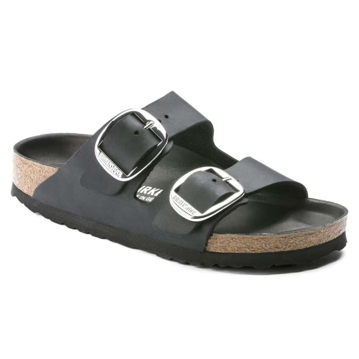 Birkenstock Sandalo in Pelle Oleata Arizona Big Buckle Donna Nero