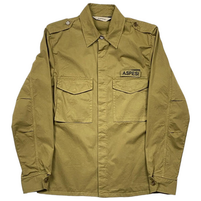 Aspesi Camicia Militare in Gabardina di Cotone Uomo Terra