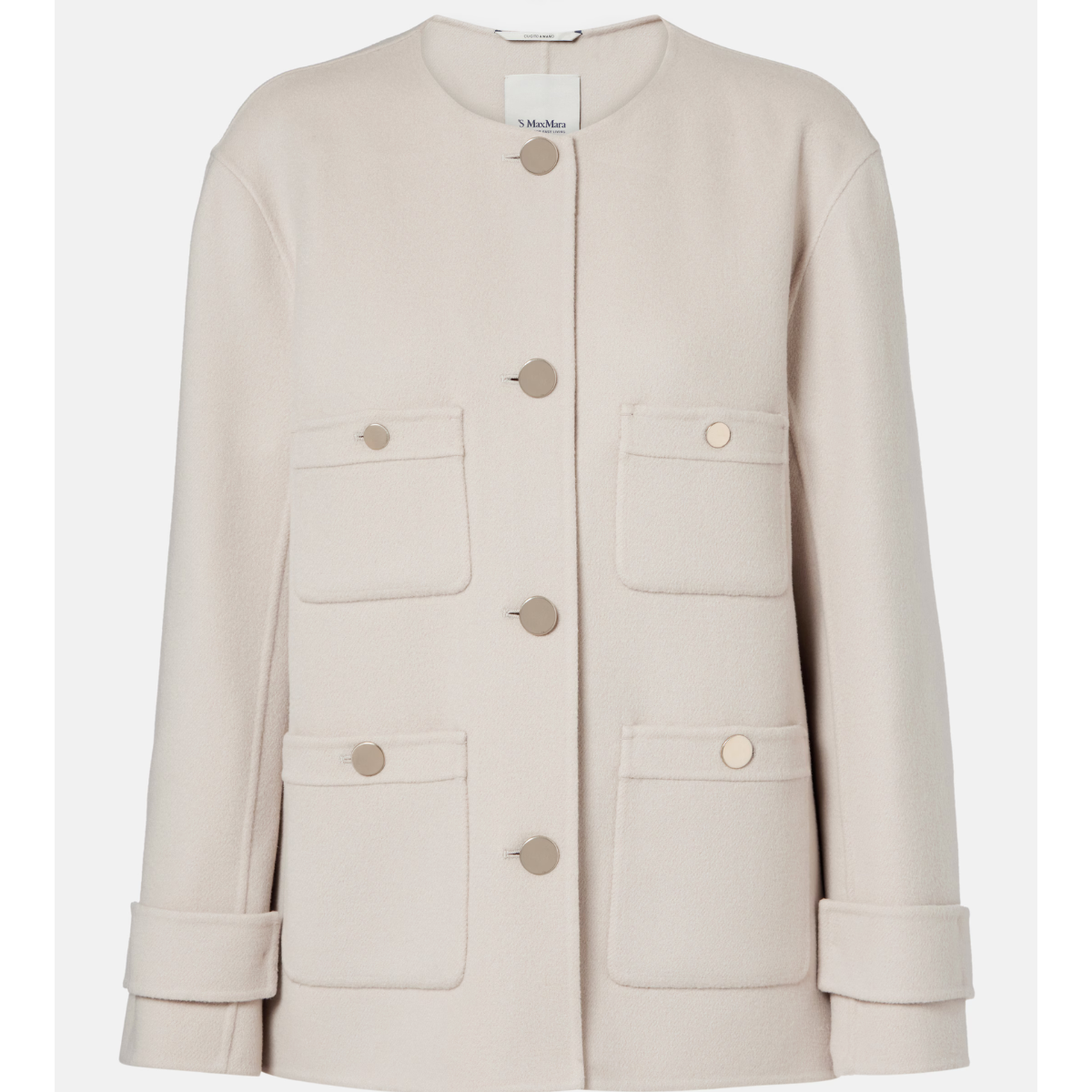 Max Mara Giacca in Crop di Lana Smmalba Donna Cammello