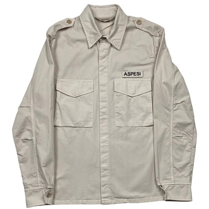 Aspesi Camicia Militare in Gabardina di Cotone Uomo Terra