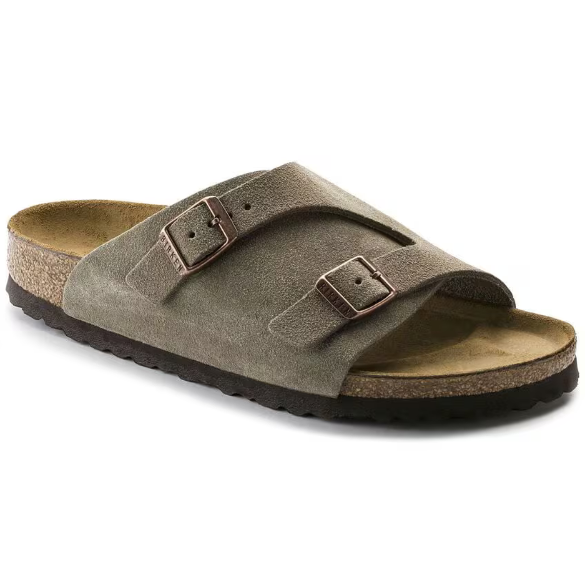 Birkenstock Sandalo in Pelle Scamosciata Zurich Unisex Taupe