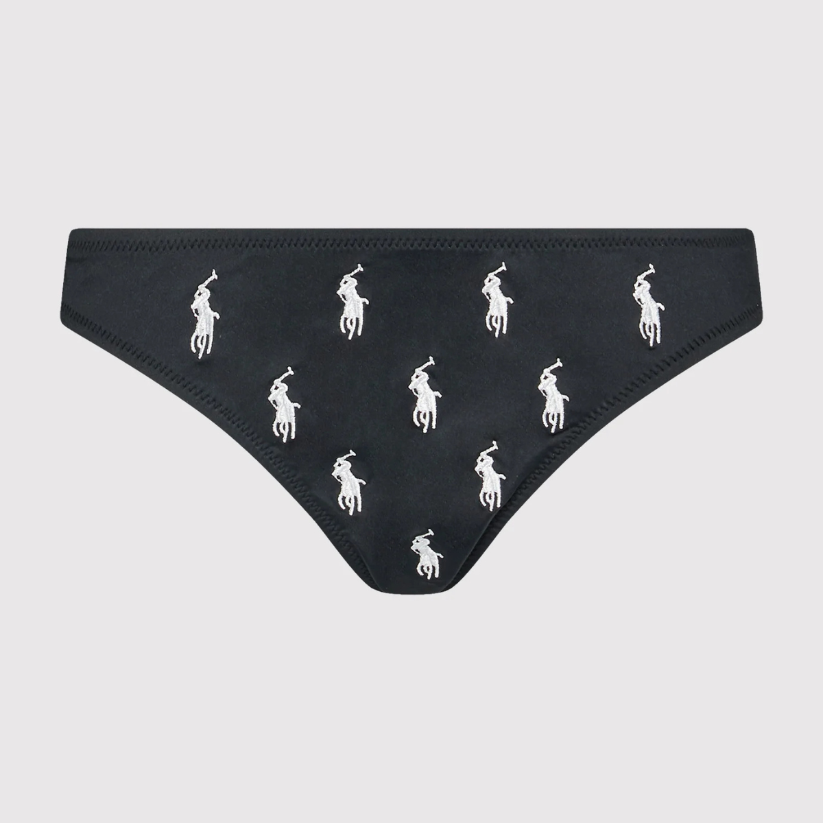 Polo Ralph Lauren Bikini a Triangolo con Cavallino Ricamato Donna Nero