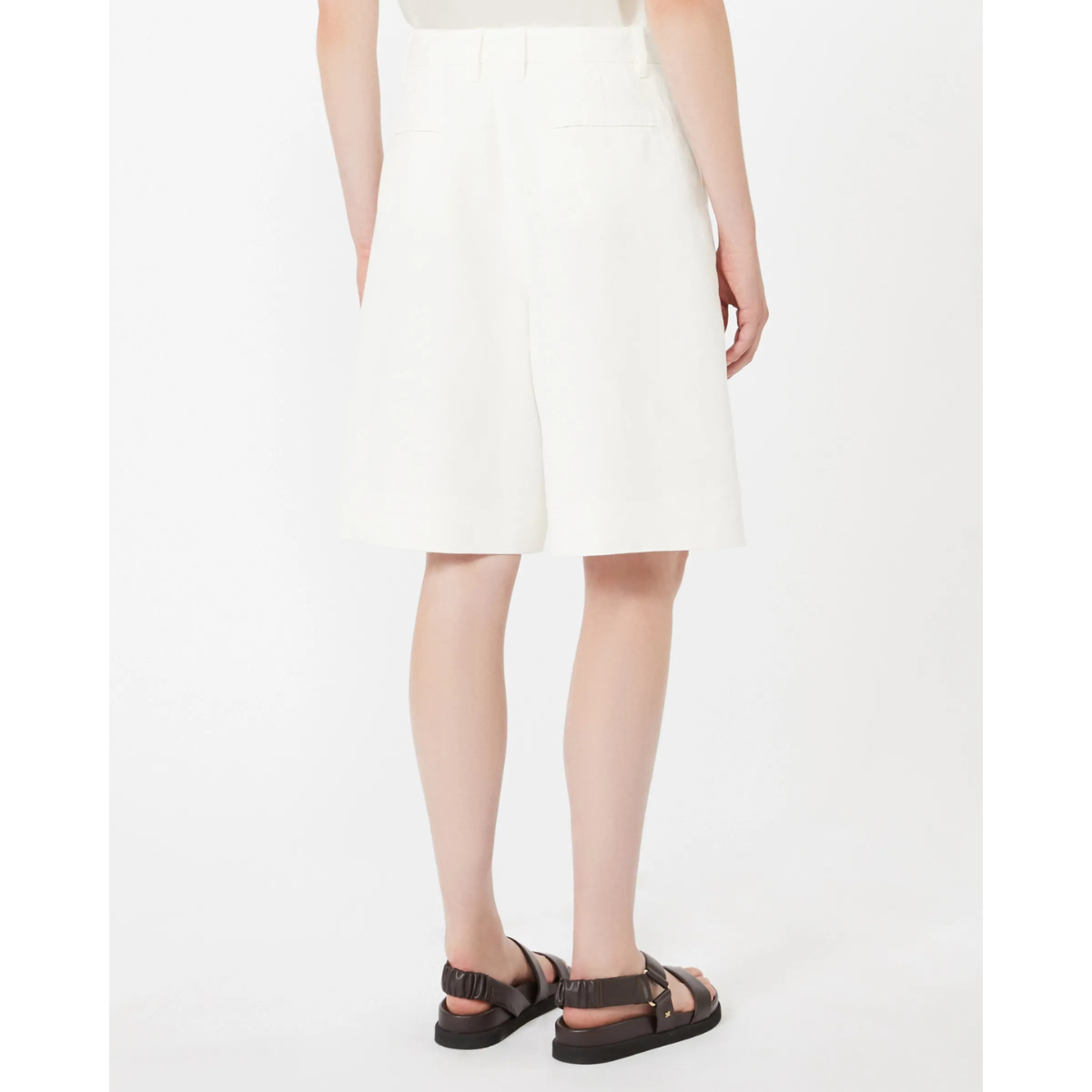 Max Mara Bermuda in Drill di Cotone e Lino SMMSole Donna Bianco