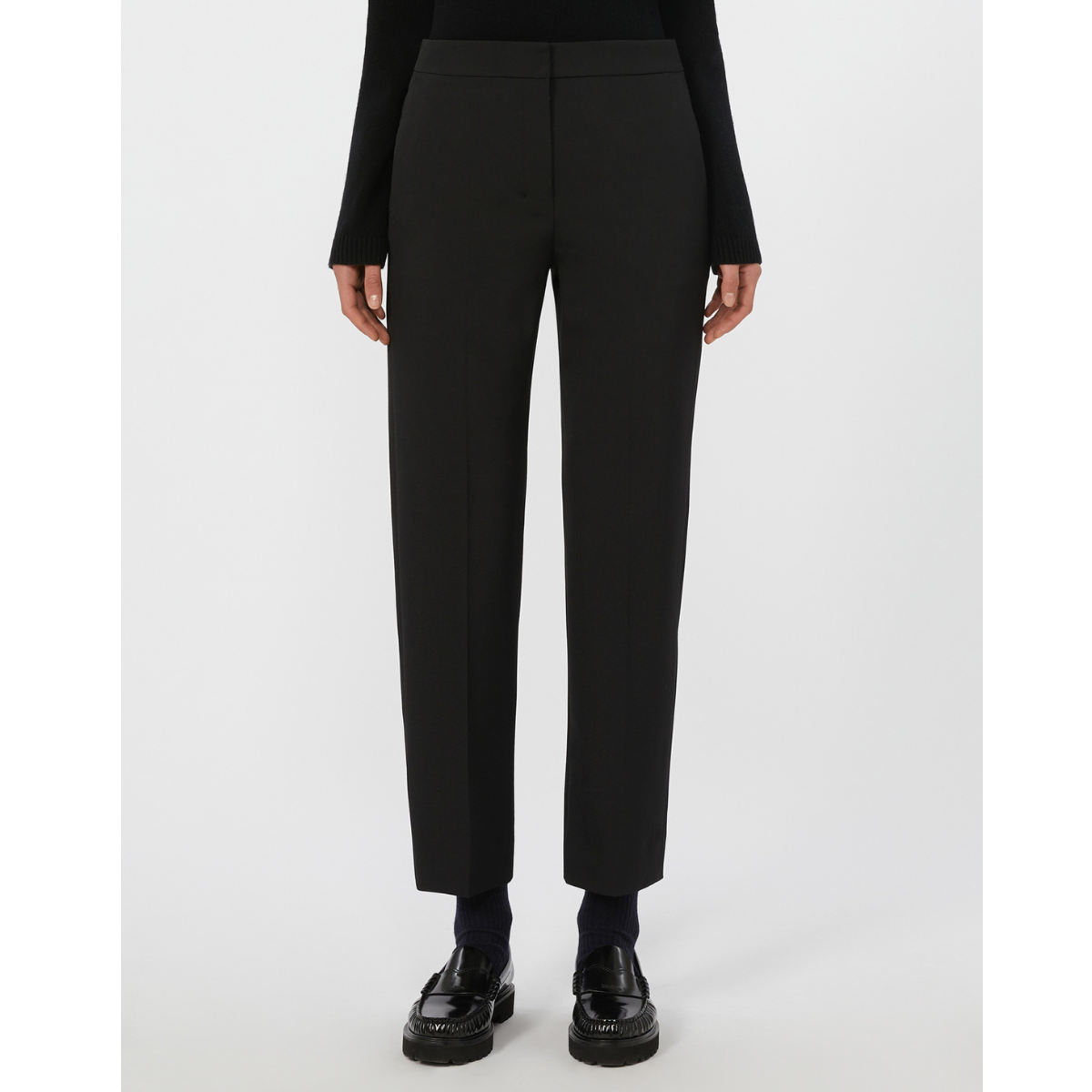 Max Mara Pantalone in Gabardina Slim Malika Donna Nero