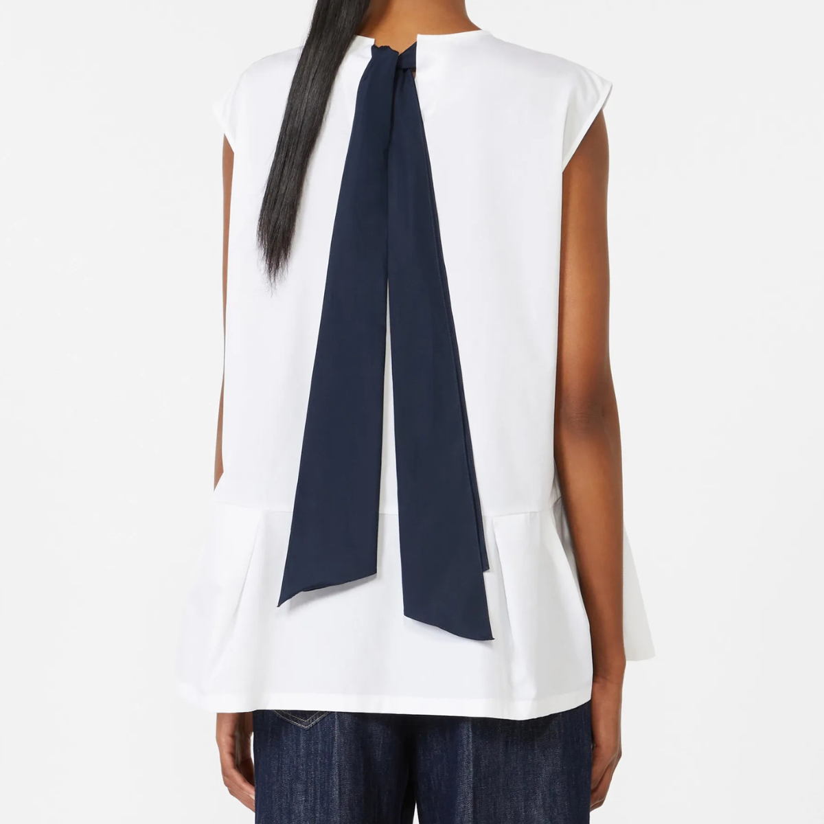 Max Mara Top in Popeline di Cotone SMMBrava Donna Bianco