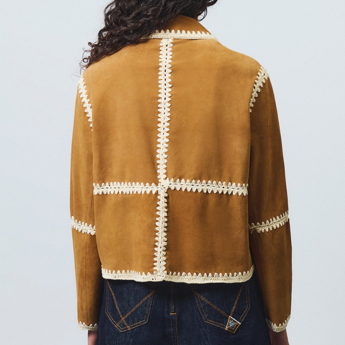 Roy Rogers Giacca Crochet in Suede Old Glory Donna Marrone