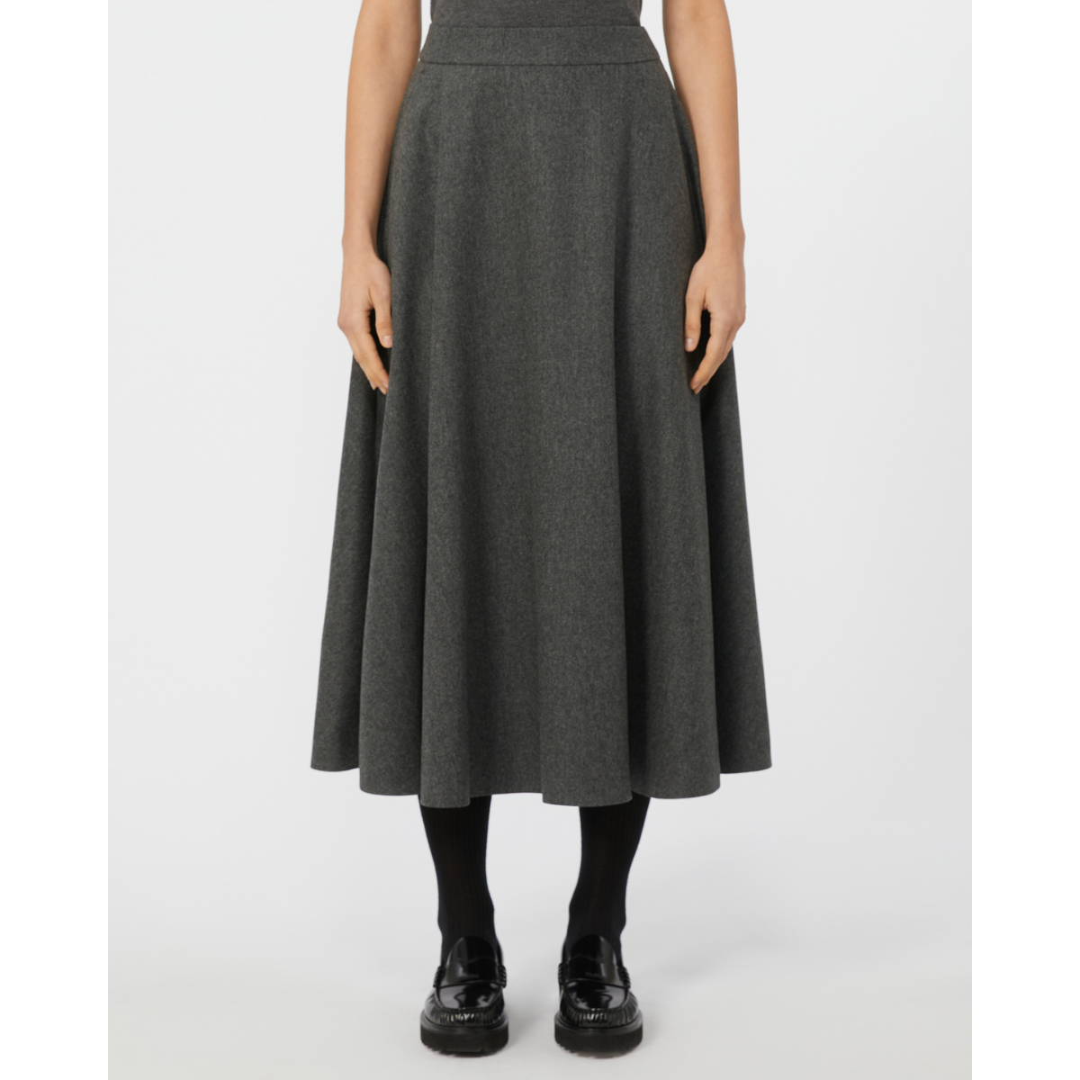 Max Mara Gonna in Flanella di Lana Betulla Donna Grigio