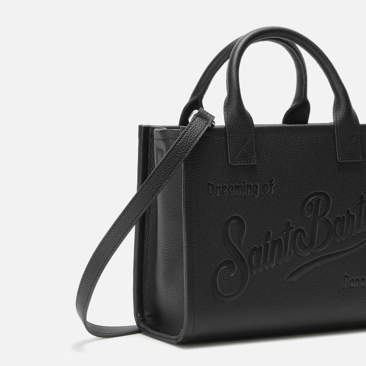Mc2 Saint Barth Borsa a Spalla in Pelle Martellata Vanity Bag Midi Donna Nera