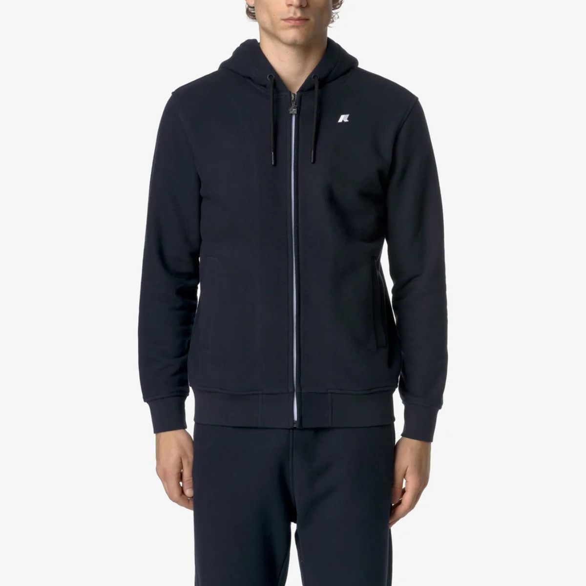 K-Way Felpa in Cotone Uomo Anthony Heavy Fleece Blue Depth