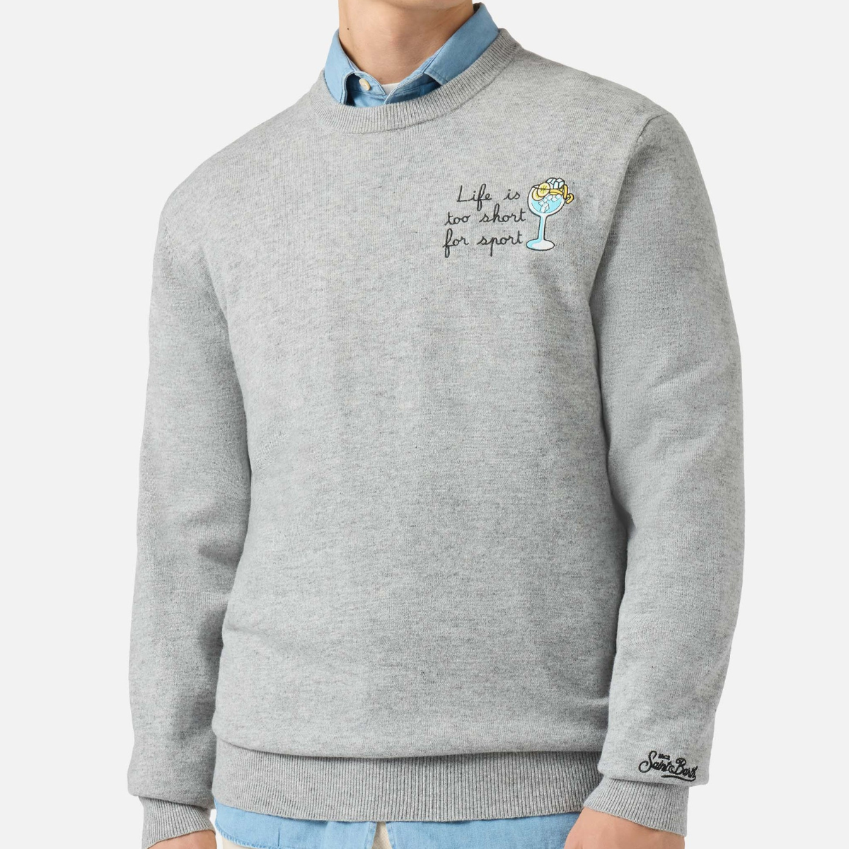 Mc2 Saint Barth Maglione in Misto Lana Heron Light Embry Uomo Grigio