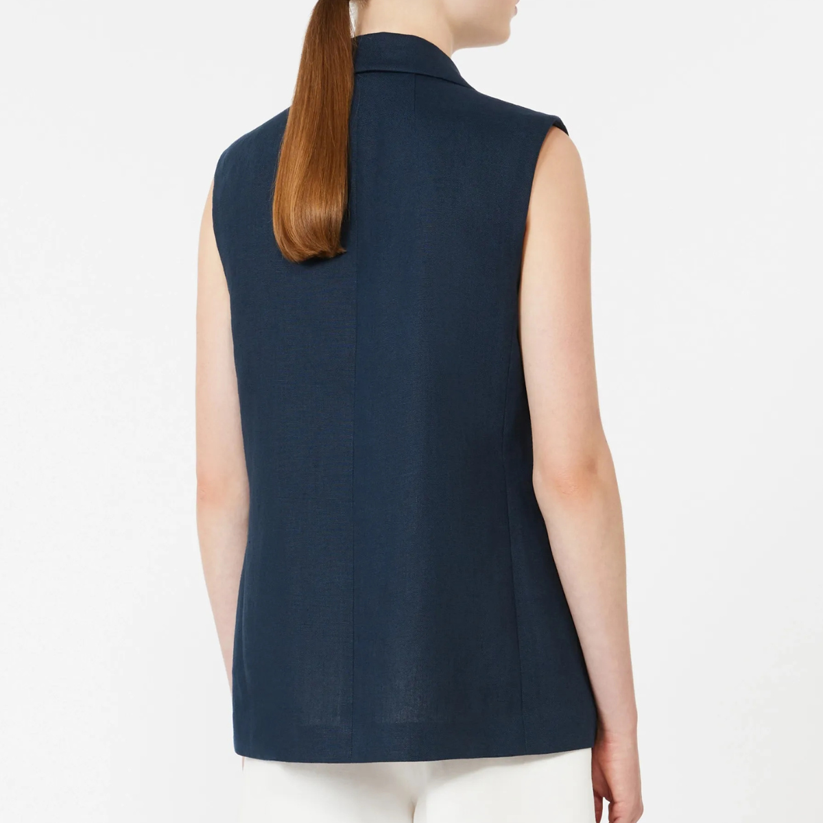 Max Mara Gilet in Stuoia di Lino SMMBird Donna Blu Notte