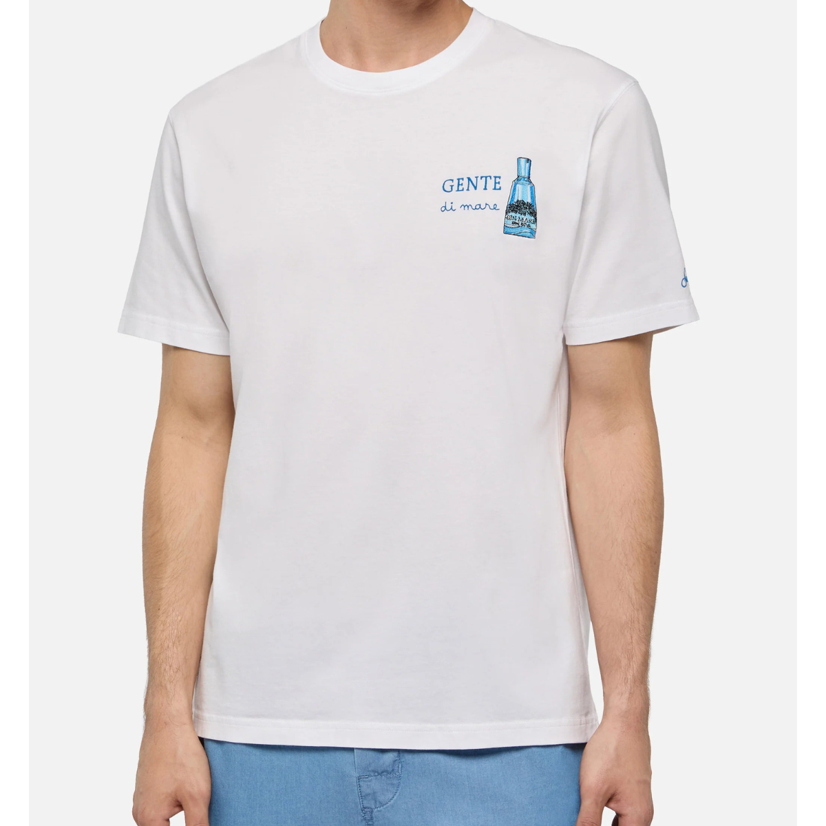 Mc2 Saint Barth T-Shirt Man in Cotone con Ricamo Uomo Weekend Gin Mare Bianco