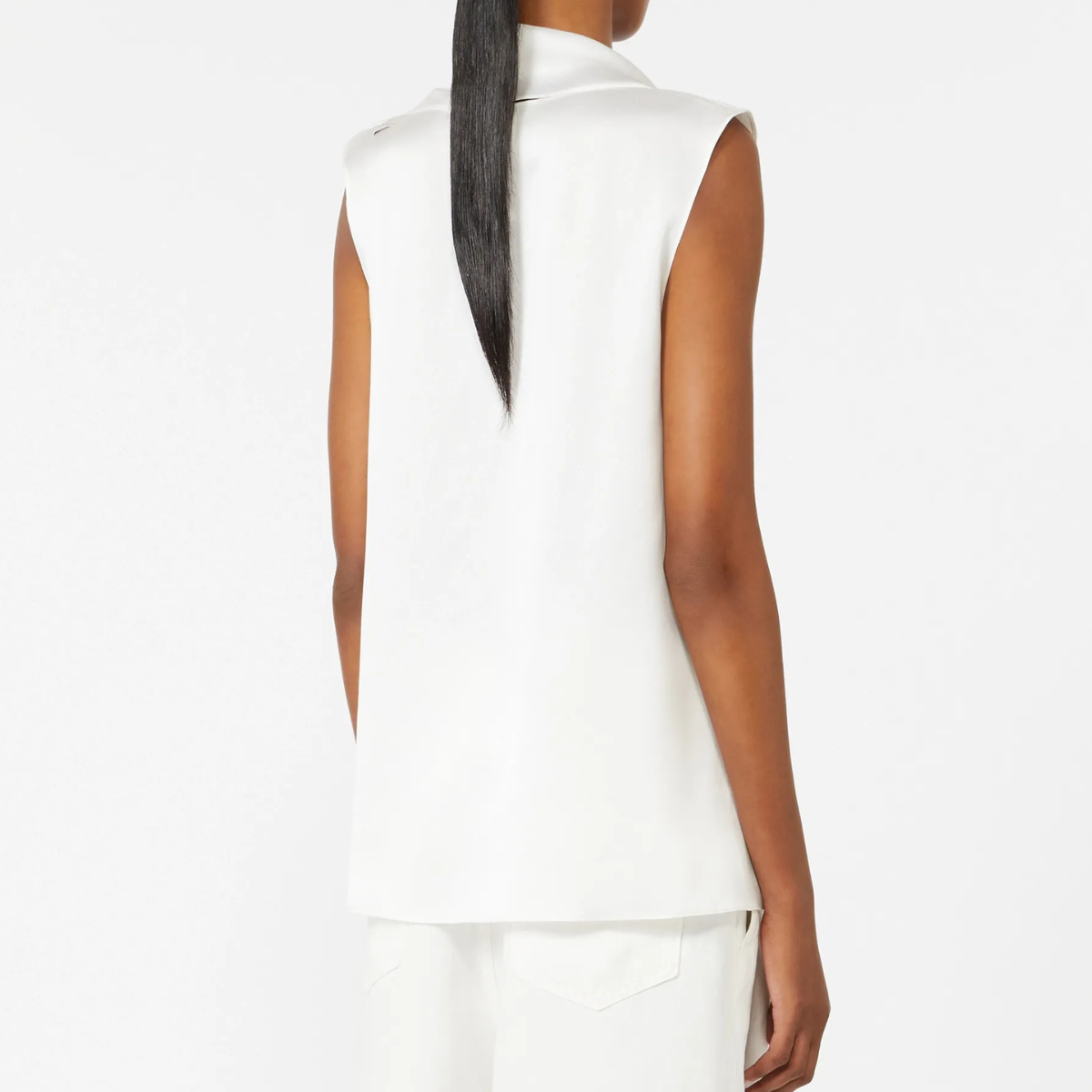 Max Mara Top in Raso di Seta SMMDry Donna Bianco