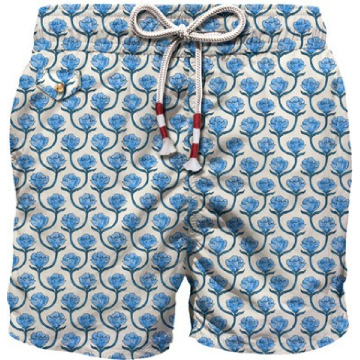 MC2 Saint Barth Costume Mare in Tessuto Leggero con Floreale Micro Uomo Bianco