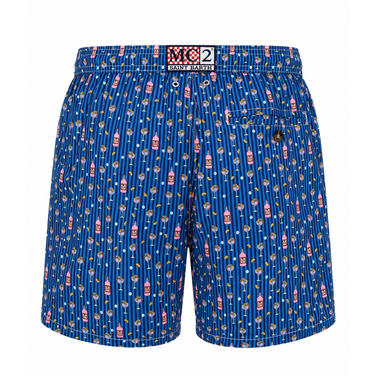 MC2 Saint Barth Costume Mare in Tessuto Leggero con Stampa Gin Lover Uomo Riga Blu