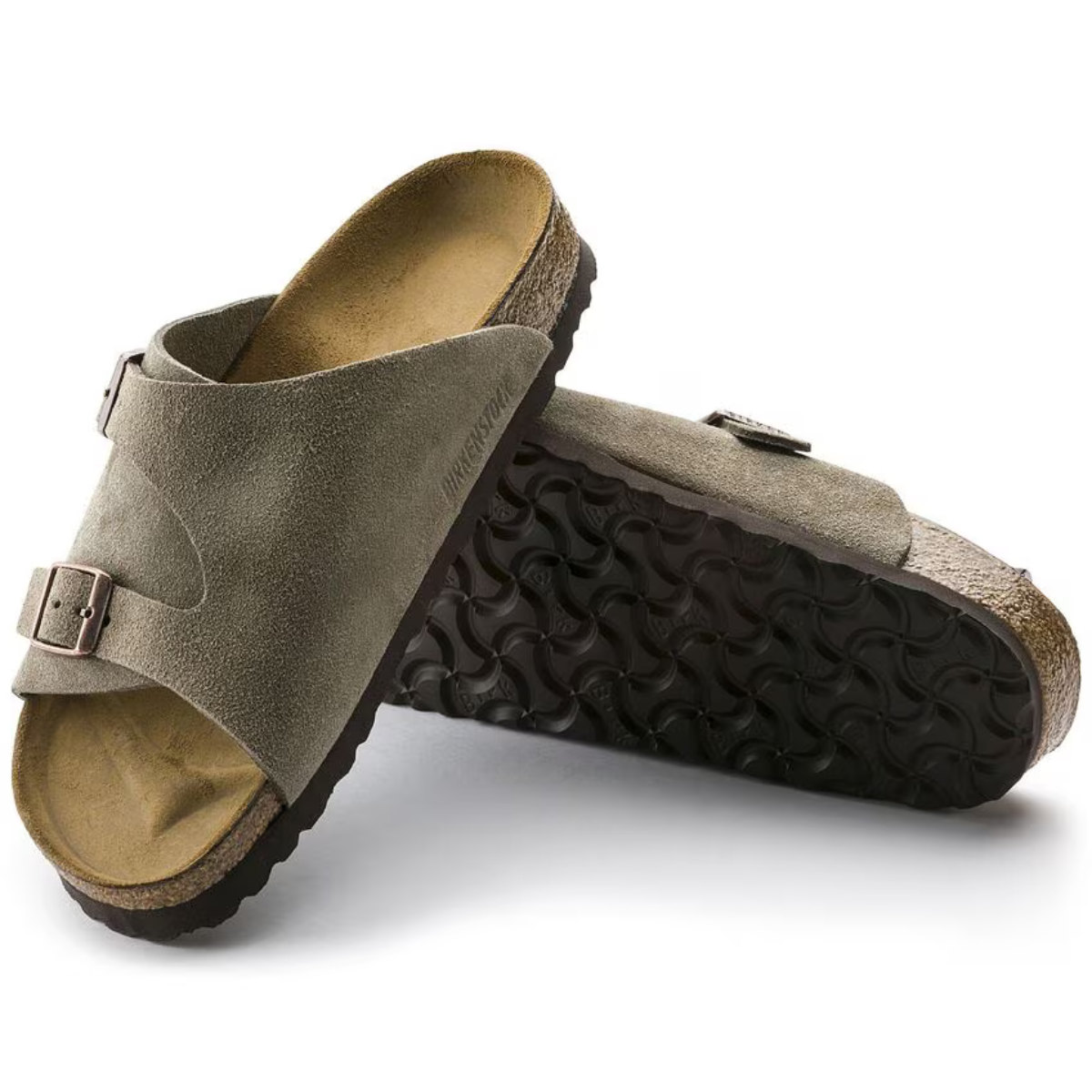 Birkenstock Sandalo in Pelle Scamosciata Zurich Unisex Taupe