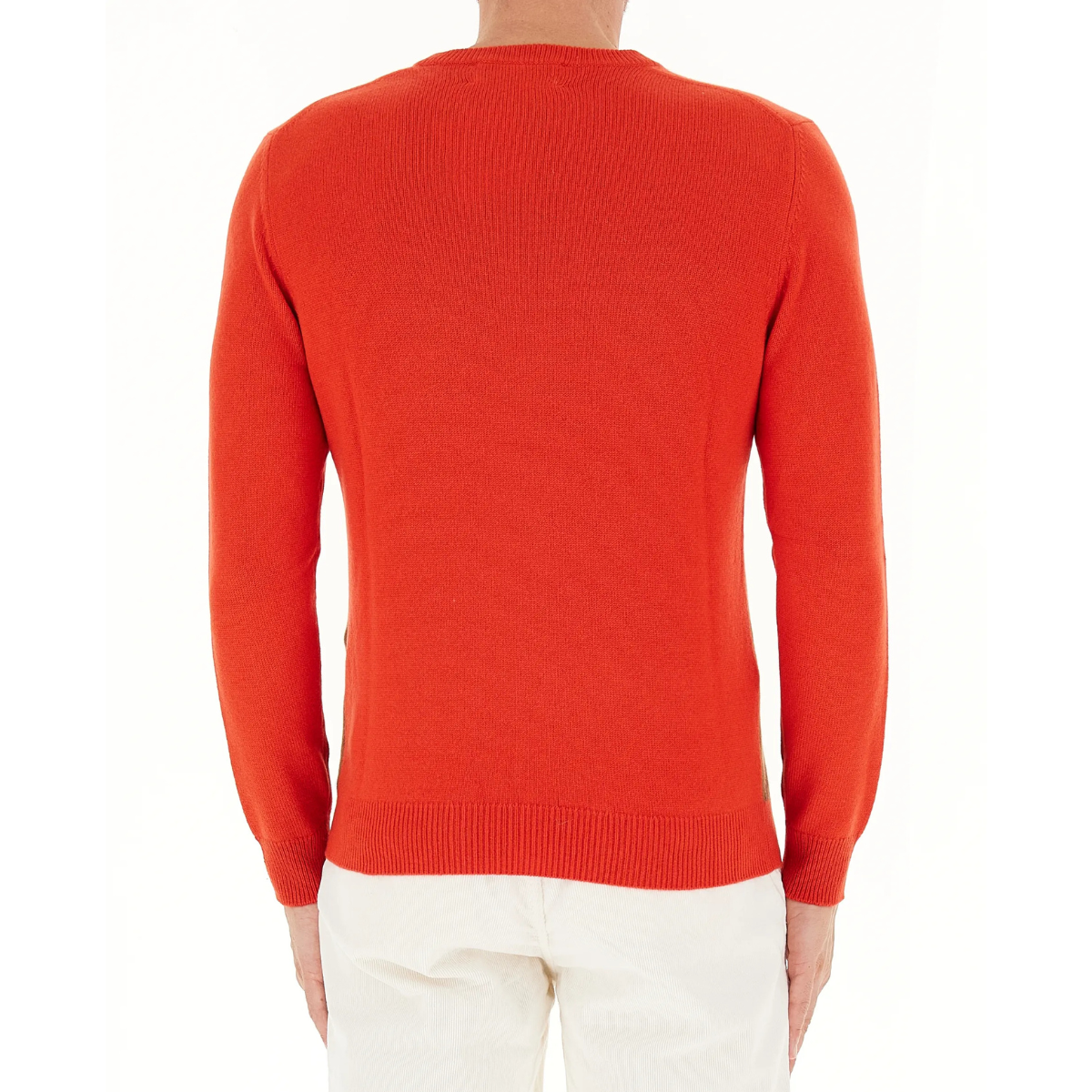 Ballantyne Maglione Girocollo in Cashmere Uomo Rombi Rosso e Marrone