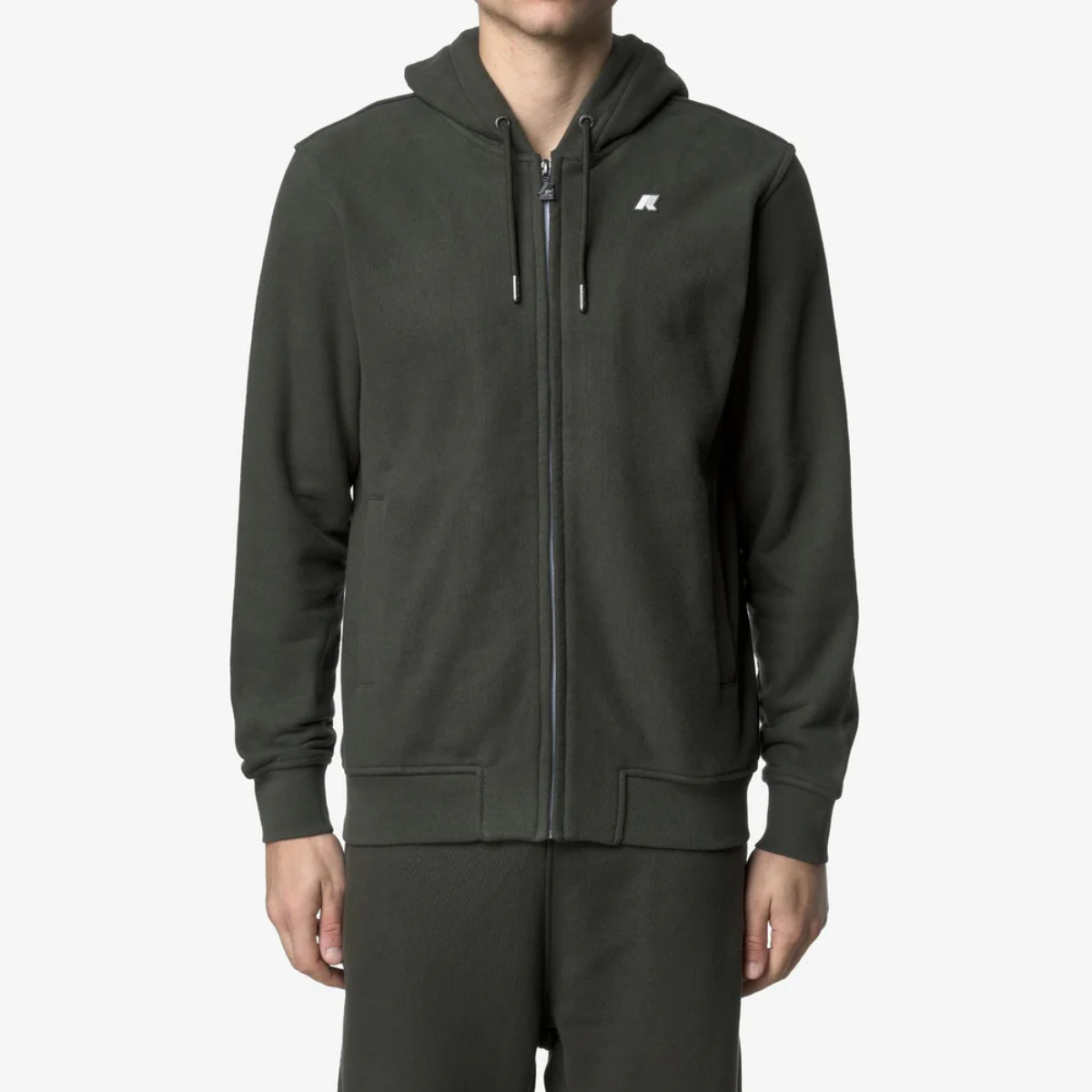 K-Way Felpa in Cotone Uomo Anthony Heavy Fleece Green Blackish