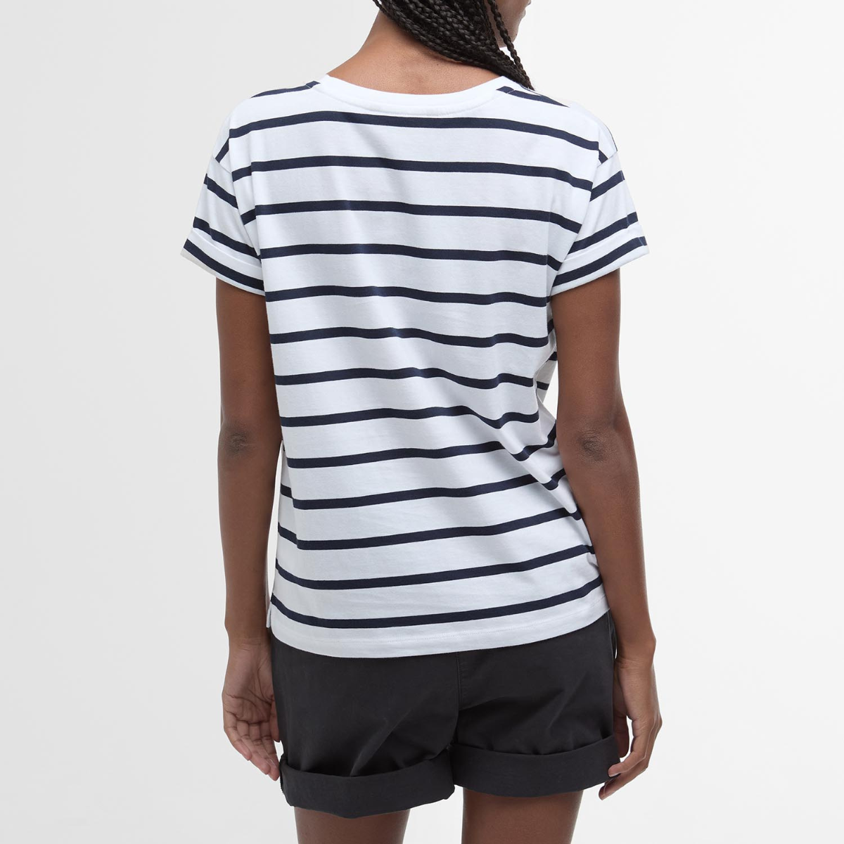 Barbour T-Shirt in Cotone Otterburn a Righe Donna Bianco e Blu