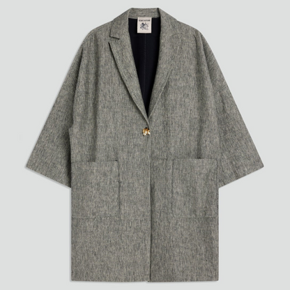 Semicouture Cappotto in Lino e Cotone Donna Sigmund Nero