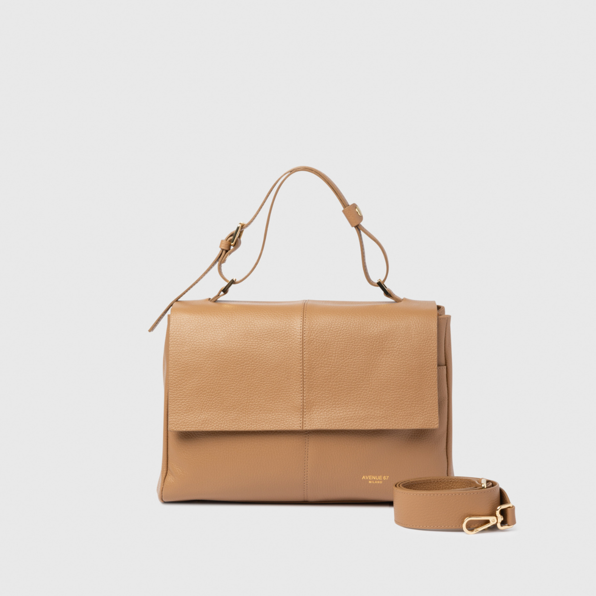 Avenue 67 Borsa in Pelle con Patta Elettra Biscotto