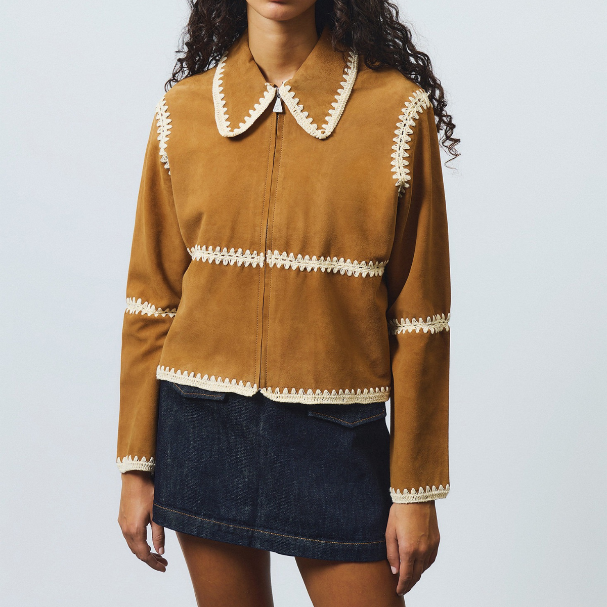 Roy Rogers Giacca Crochet in Suede Old Glory Donna Marrone