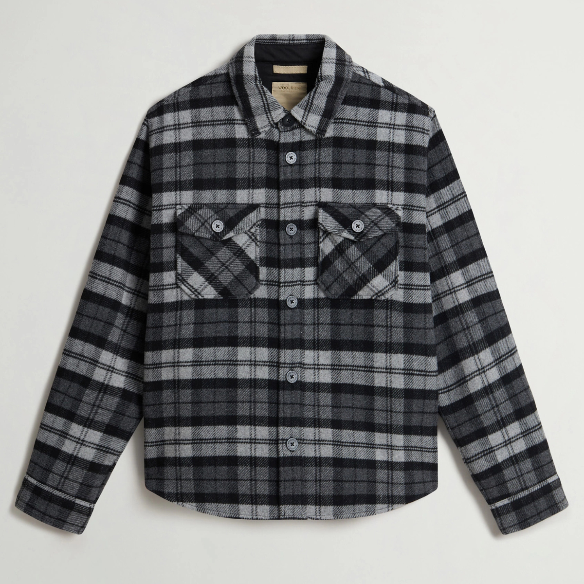 Giacca a Camicia in Misto Lana a Scacchi Ranger Overshirt Uomo Grey Black Watch