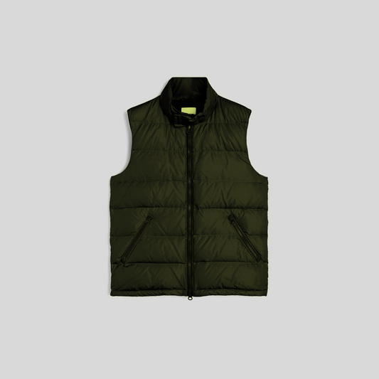 Aspesi Gilet Piuma Smanicato Uomo Slim Re Verde Militare