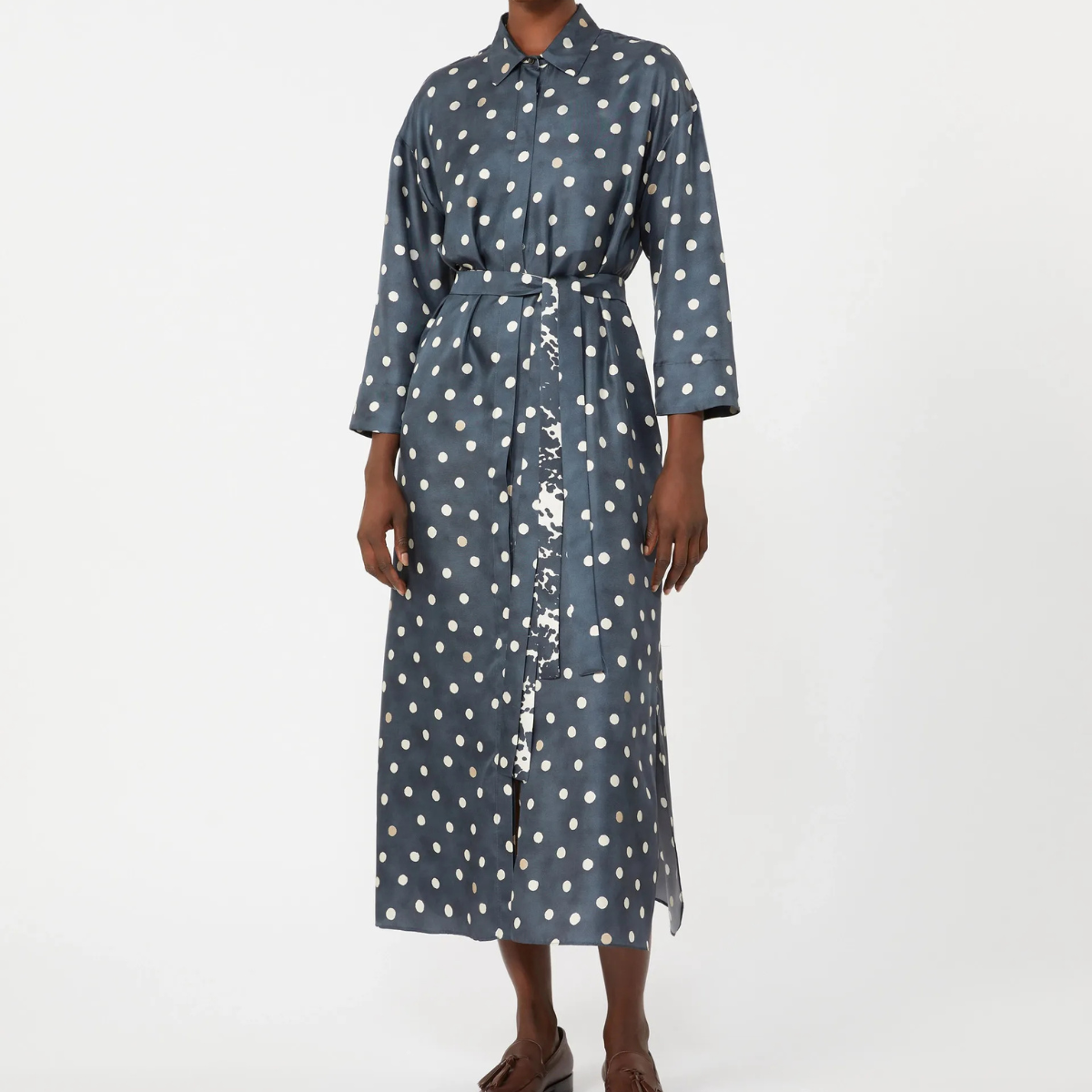 Max Mara Abito in Twill di Seta Stampata SMMLeva Donna Blu Marino