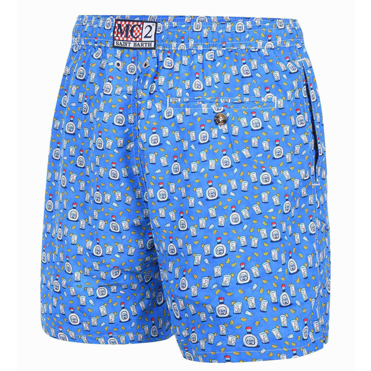 MC2 Saint Barth Costume Mare in Tessuto Leggero con Stampa Watercolor Tequila Uomo Azzurro