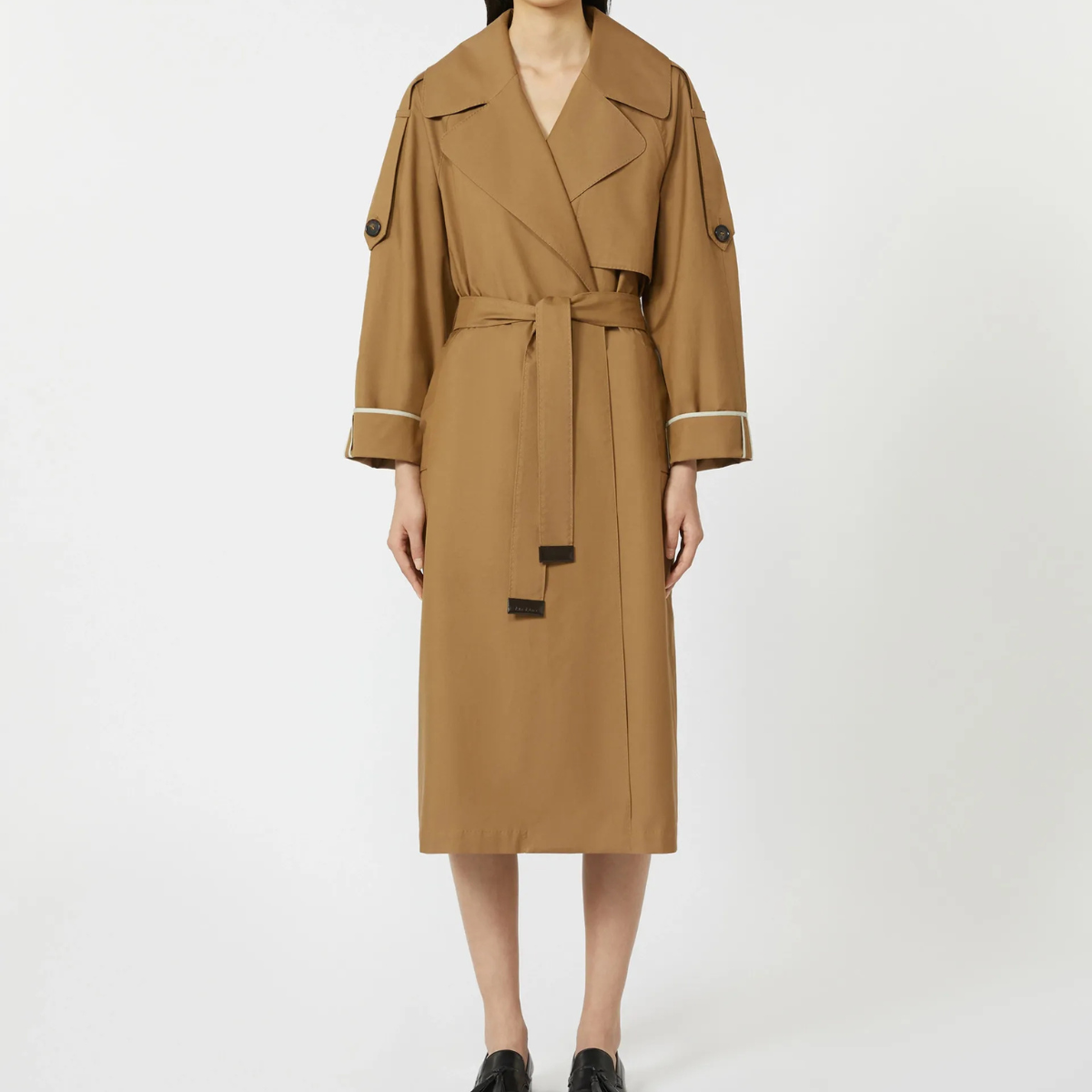 Max Mara Trench Over in Twill di Cotone Antigoccia MTCUTrench Donna Marrone