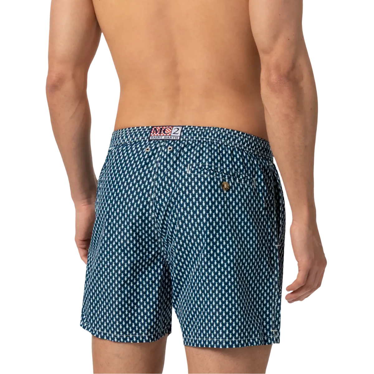 MC2 Saint Barth Costume a Pantaloncino Uomo Lighting Micro Fantasy Pesci Blu
