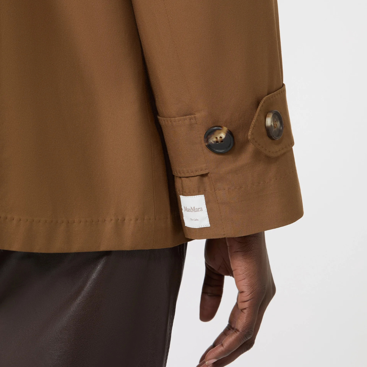Max Mara Trench Doppiopetto in Cotone Antigoccia Mtczeno Cuoio