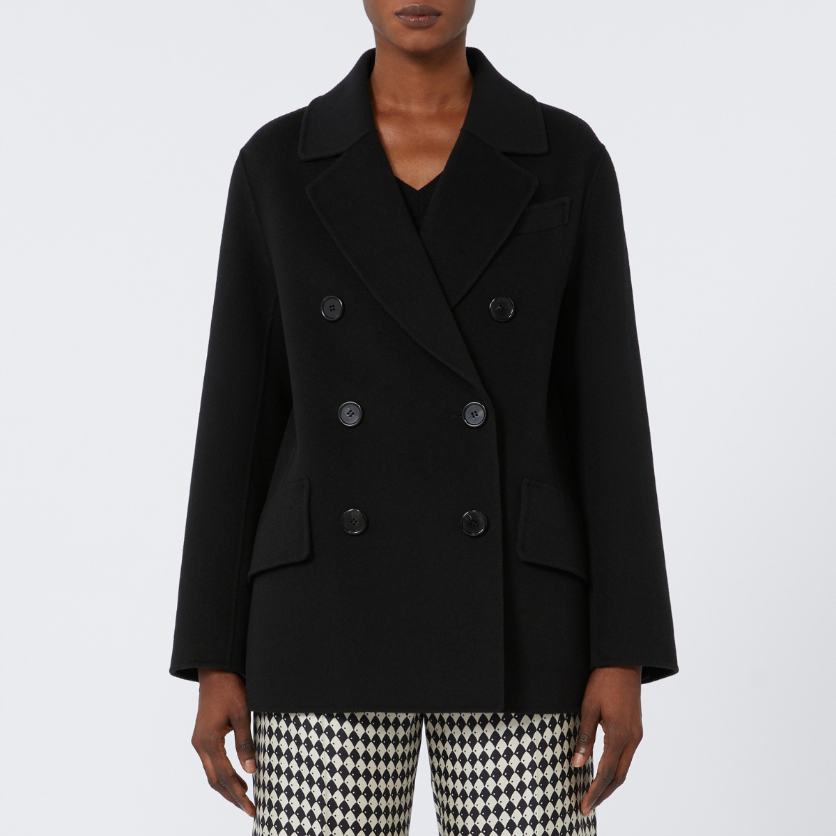 Max Mara Giacca Doppiopetto in Lana Lukas Donna Nero