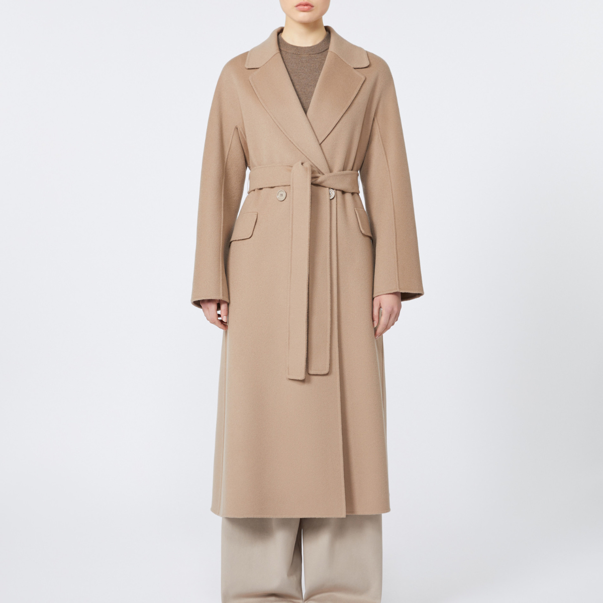 Max Mara Cappotto Over in Lana Doppiopetto Enzo Donna Sabbia