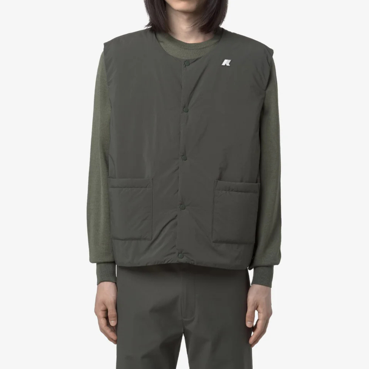 K-Way Gilet con Imbottitura Eco Valty Plain Warm Uomo Green Blackish