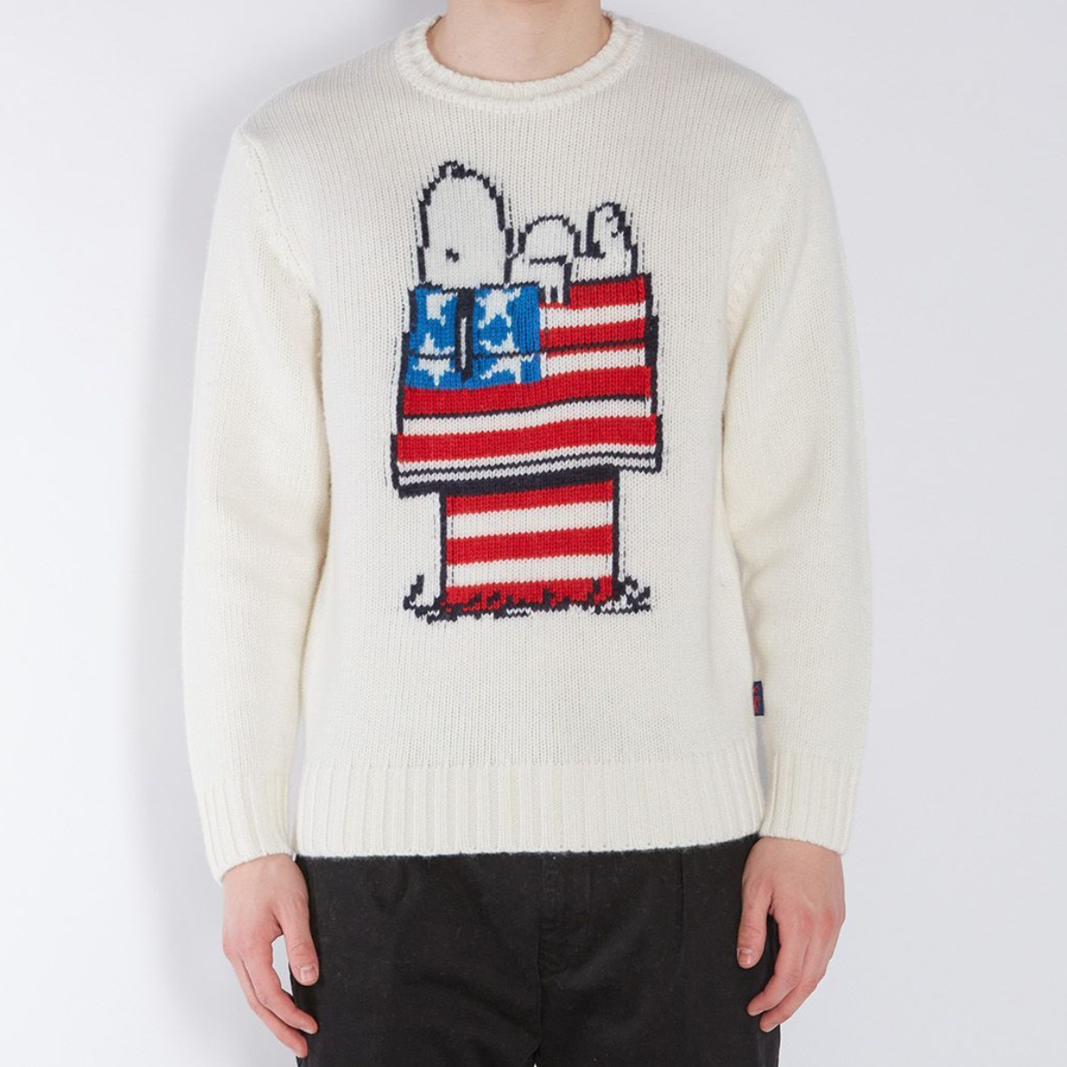 MC2 Saint Barth Maglia in Lana Uomo Snoopy USA Panna