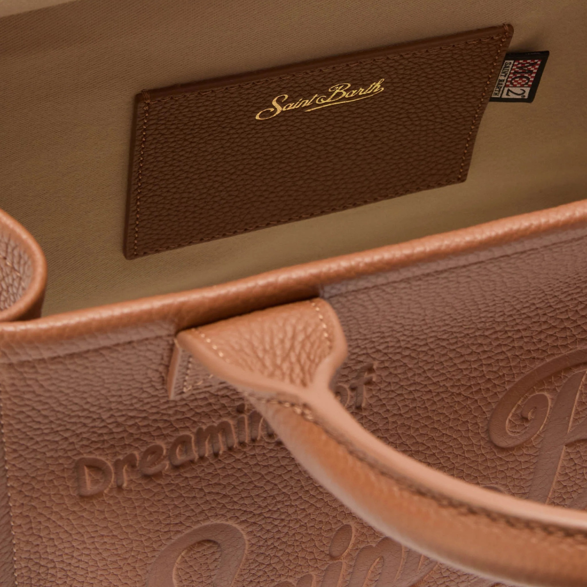 Mc2 Saint Barth Borsa a Spalla in Pelle Martellata Vanity Bag Midi Donna Cammello