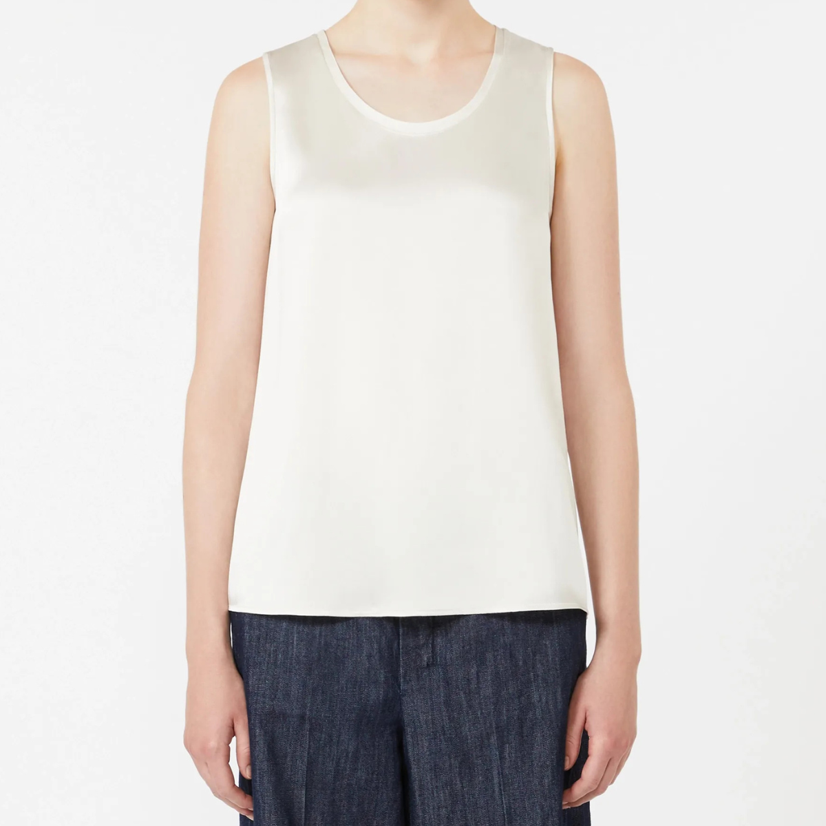 Max Mara Top in Raso SMMEstri Donna Blu Avorio