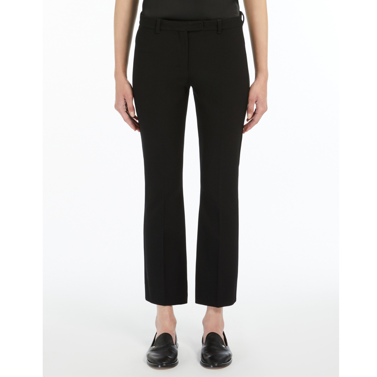 Max Mara Pantalone in Misto Cotone Elasticizzato Umanita Donna Nero