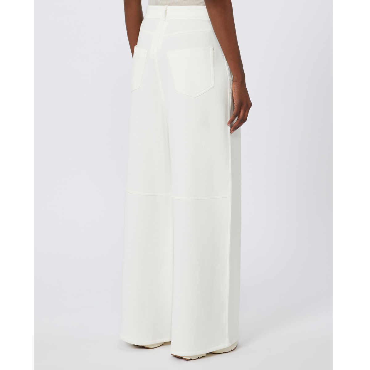 Max Mara Pantaloni in Jersey di Cotone Merlot Donna Bianco