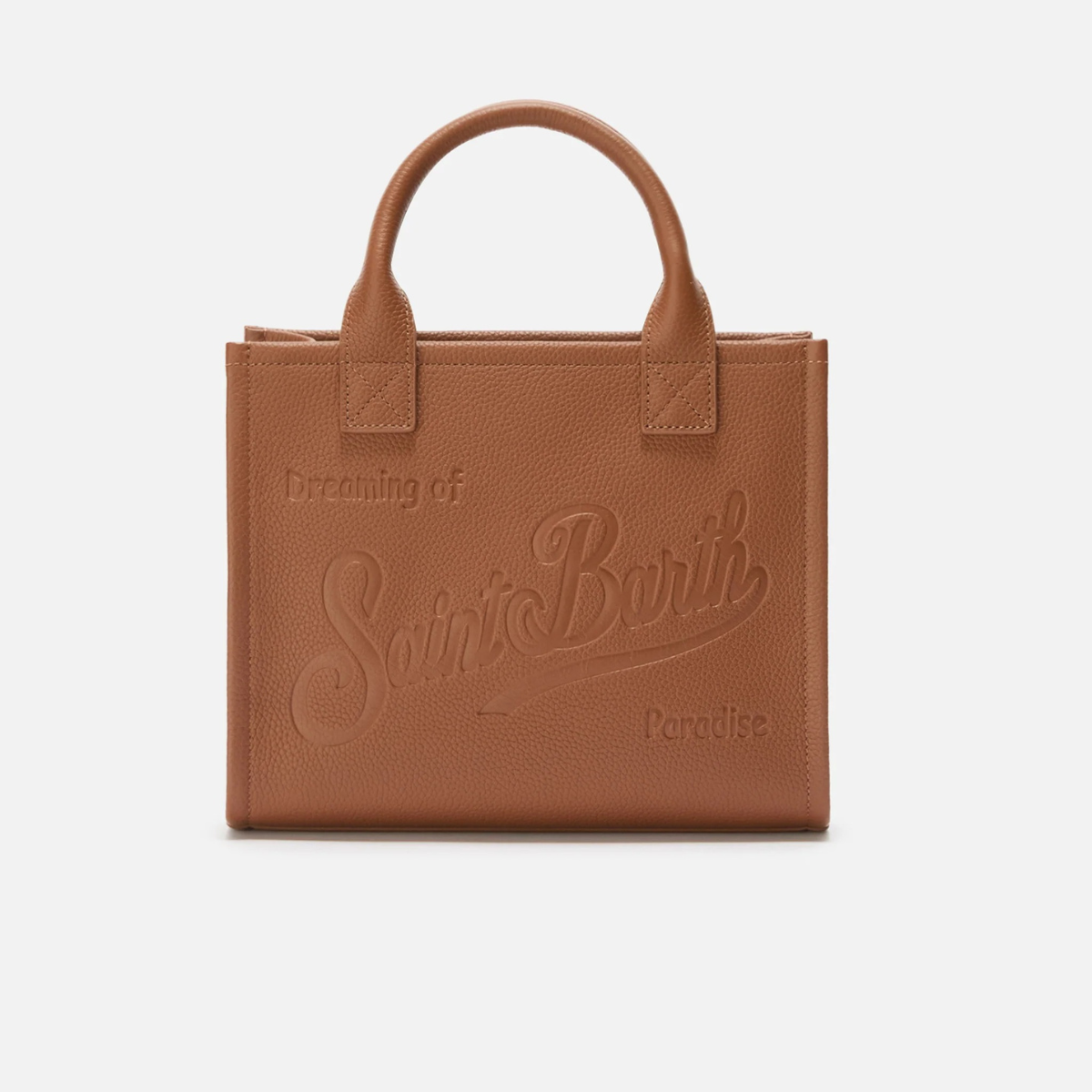 Mc2 Saint Barth Borsa a Spalla in Pelle Martellata Vanity Bag Midi Donna Cammello