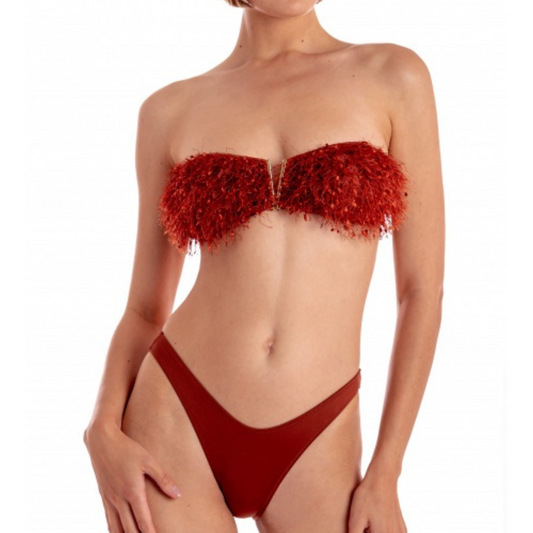 Pin Up Bikini a Fascia Imbottita Donna Marrone