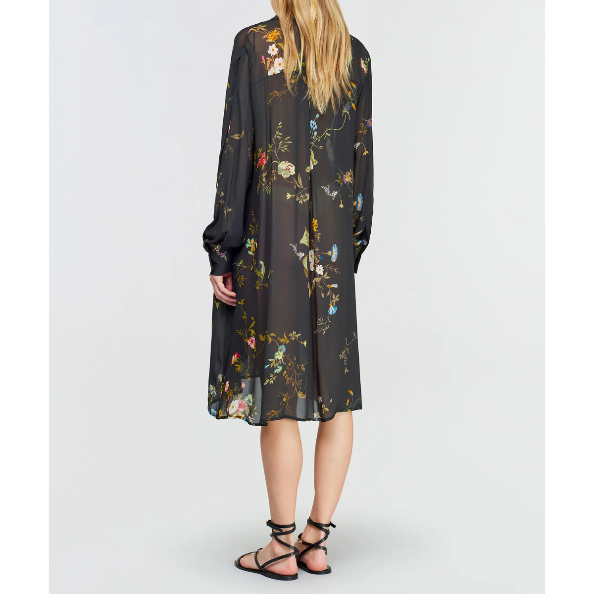 Semicouture Abito in Viscosa con Stampa Floreale Angela Donna Nero